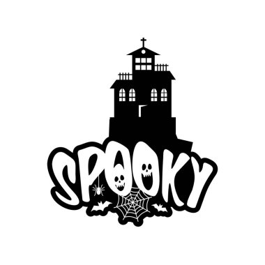 Ürkütücü eğlenceli Cadılar Bayramı kutlama kartları için tipografi tasarım, illüstrasyon vektör