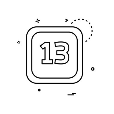 13 Tarih Takvimi simge tasarım vektörü