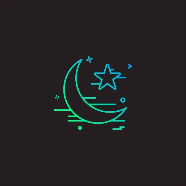 Star Moon Icon Design Vector — Stock Vector