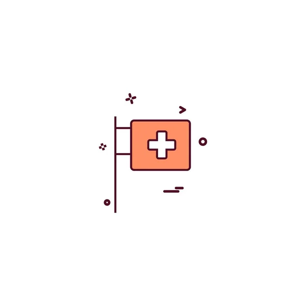 Ιατρικό Νοσοκομείο Κοντάρι Σημαίας Εικονίδιο Διάνυσμα Desige — Διανυσματικό Αρχείο