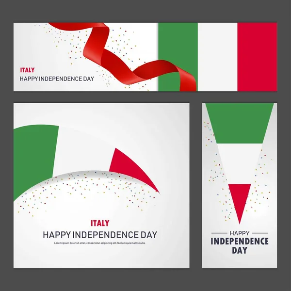 Šťastný Den Nezávislosti Itálie Banner Nastavit Pozadí — Stockový vektor