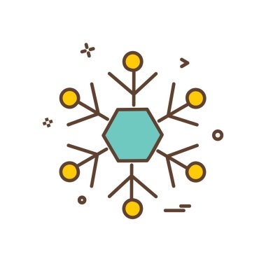 Beyaz arka plan üzerinde renkli kar tanesi simgesi