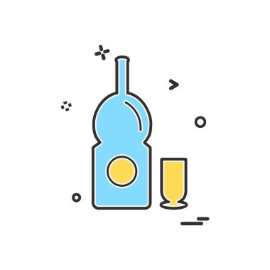 İçki simgesi tasarım, renkli vektör çizim 