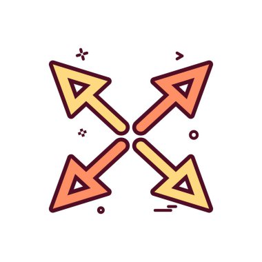 ok çapraz dörtlü simge vektör tasarımı