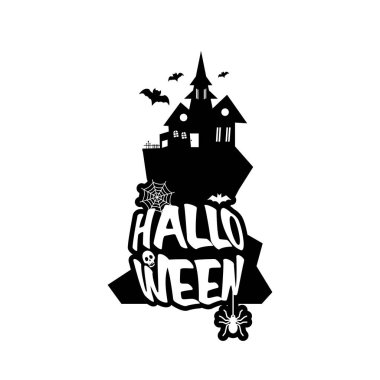 Cadılar Bayramı tipografi beyaz zemin üzerine, vektör çizim tasarım 