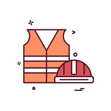 Simge, renkli vektör çizim çalışma ceket kask 