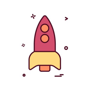 Roket simgesi tasarım, renkli vektör çizim