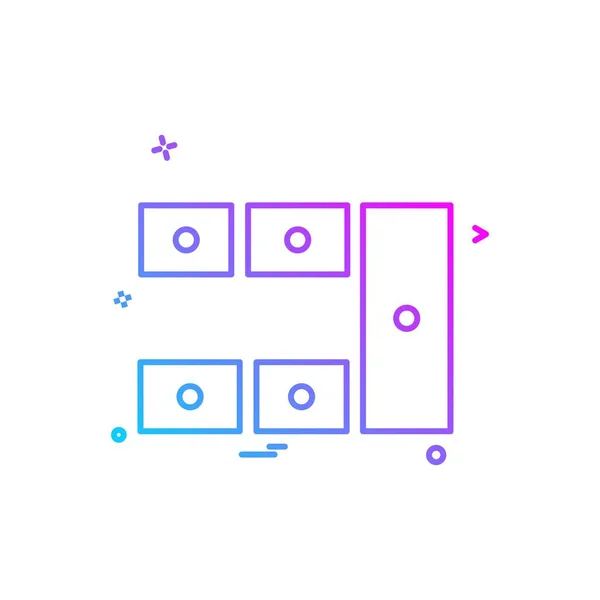 Pictogram Meubeldesign Kleurrijke Vectorillustratie — Stockvector