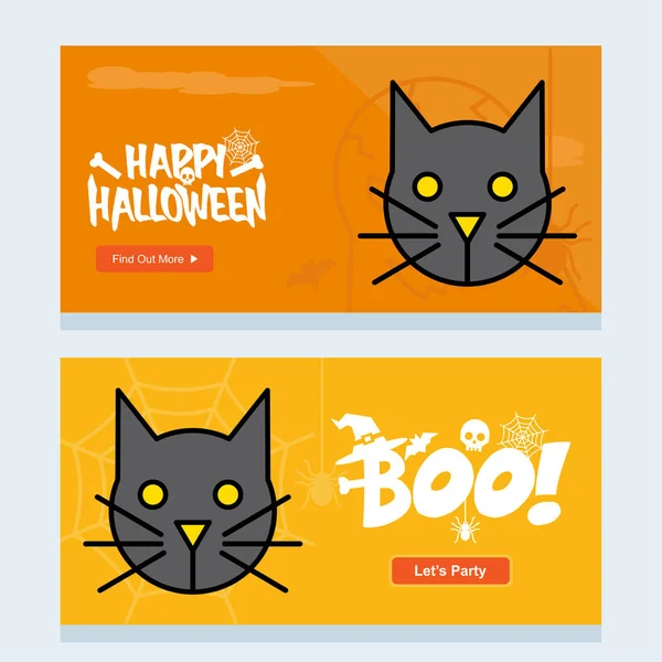 Buon Halloween Design Invito Con Gatto Vettore — Vettoriale Stock