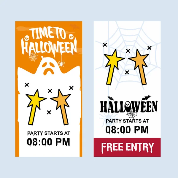 Feliz Halloween Diseño Invitación Con Vector Palo Mágico — Archivo Imágenes Vectoriales