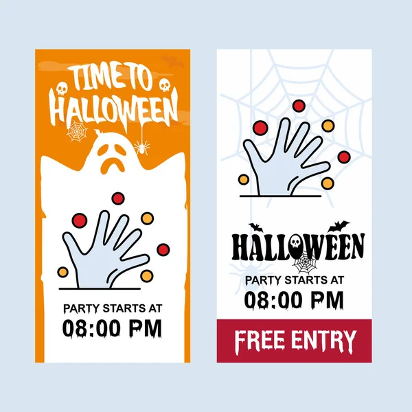Design Convite Halloween Feliz Com Vetor Mão — Vetor de Stock