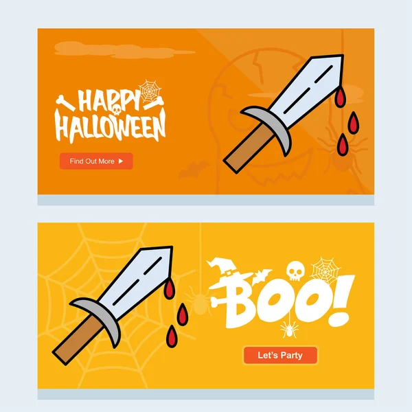Fröhliches Halloween Einladungsdesign Mit Messervektor — Stockvektor