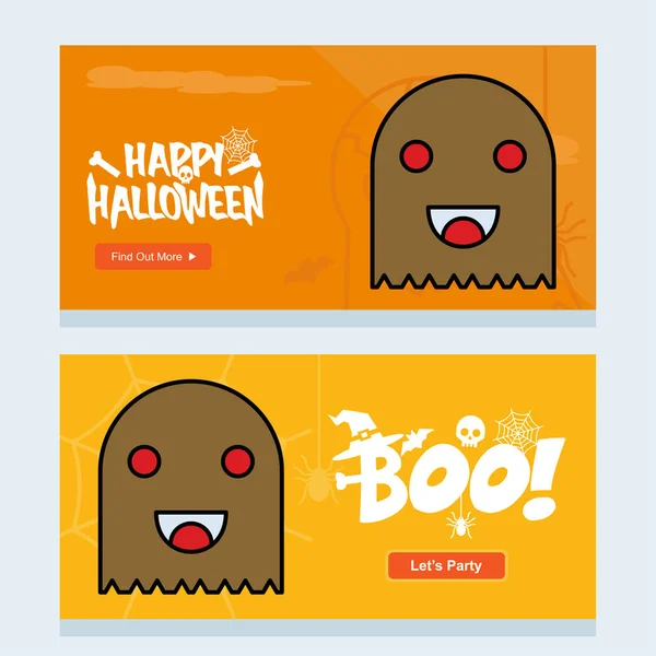 Feliz Halloween Fiesta Invitación Diseño Con Fantasma Vector Colorido Ilustración — Vector de stock