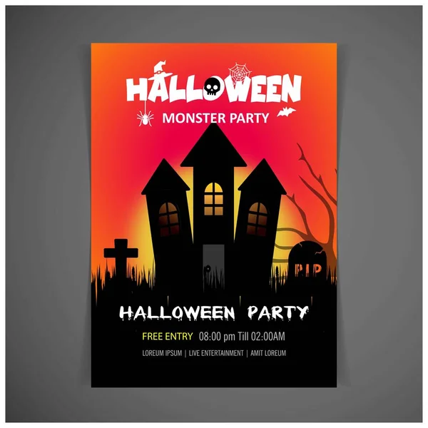 Glücklich Halloween Einladungskarte Design Vektor — Stockvektor