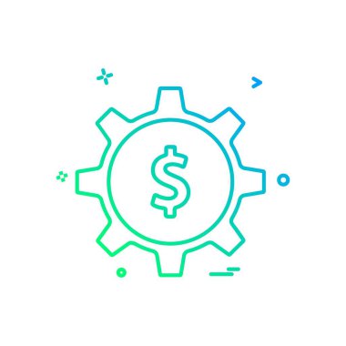 dişli para dolar ikon vektör tasarımı