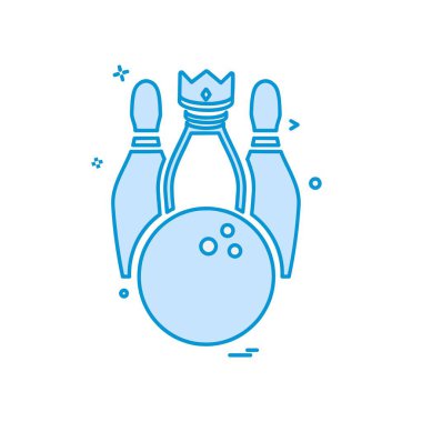 Bowling simgesi tasarım, renkli vektör çizim