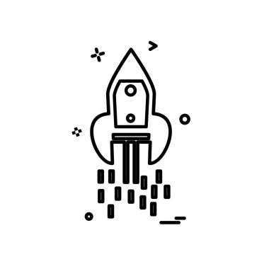 Roket simgesi tasarım, renkli vektör çizim