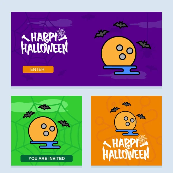 Happy Halloween Inbjudan Design Med Månen Vektorillustration — Stock vektor