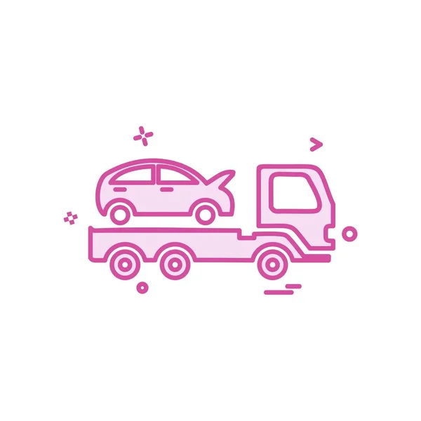 Auto Seguro Coche Remolque Icono Grúa Vector Diseño — Vector de stock