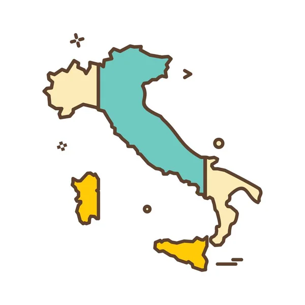 Itálie Mapa Ikona Designu Vektor — Stockový vektor