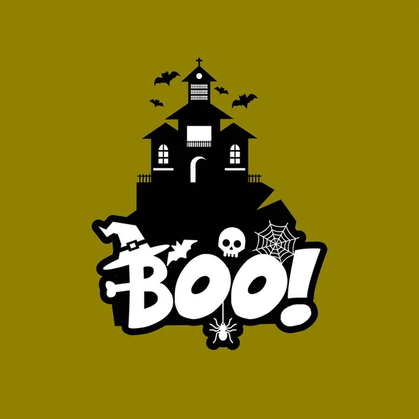 Design Tipografico Boo Illustrazione Vettoriale Della Carta Stampa Celebrazione Halloween — Vettoriale Stock