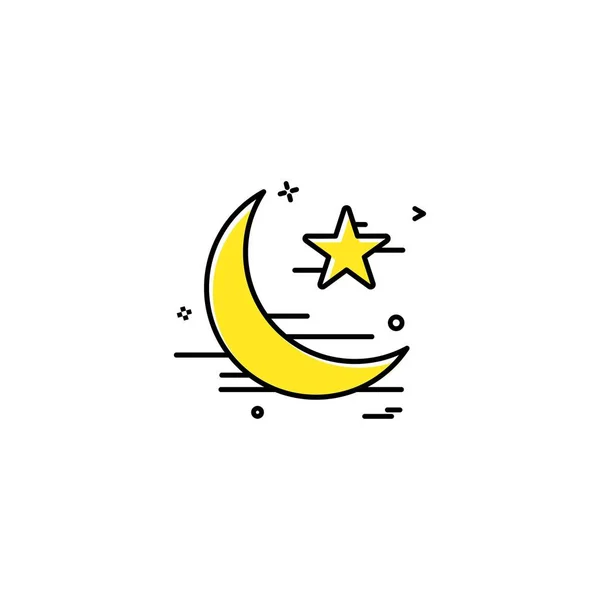 Estrella Luna Icono Diseño Vector — Vector de stock