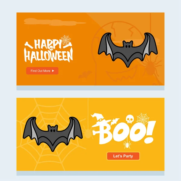 Glücklich Halloween Einladung Design Mit Fledermäusen Vektor — Stockvektor