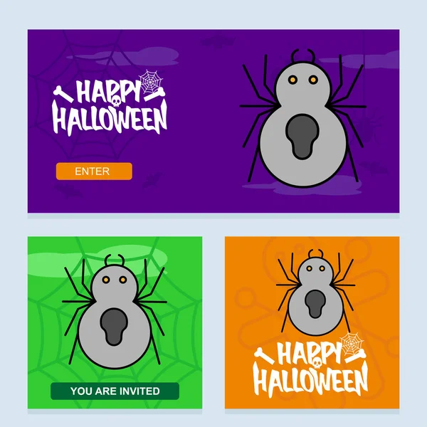 Feliz Halloween Invitación Diseño Con Vector Araña — Vector de stock