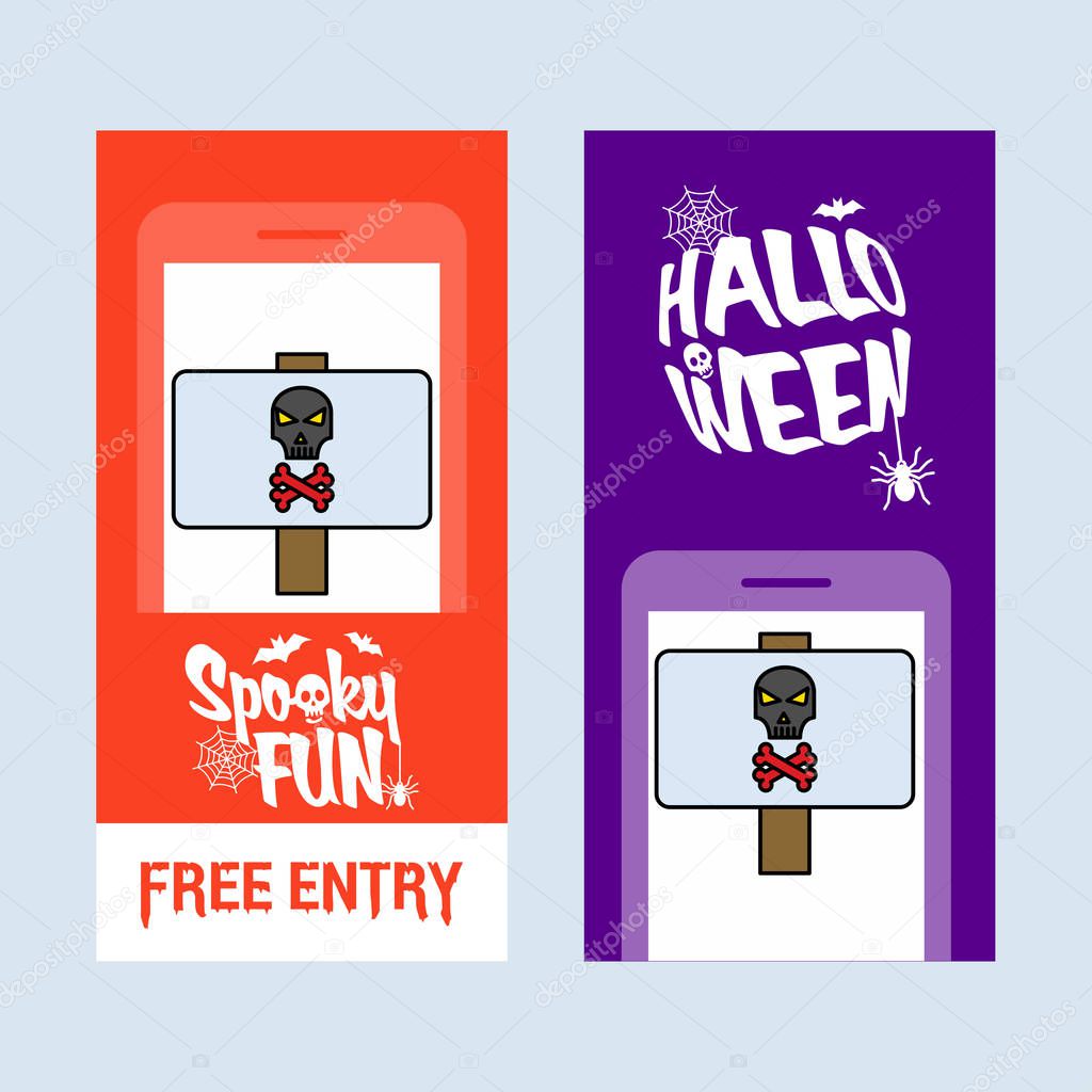 Happy Halloween invitation design with danger board vector