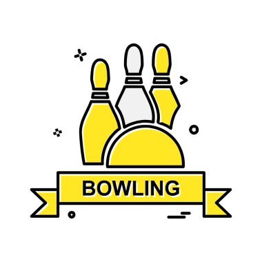 Bowling simgesi tasarım, renkli vektör çizim