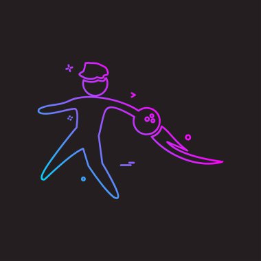 Bowling simgesi tasarım, renkli vektör çizim