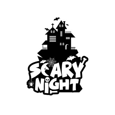 Korkunç gece tasarım tipografi ile. Cadılar Bayramı Yazdır ya da kutlama kartı vektör çizim