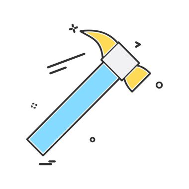 Çalışma araçlar simgesi tasarım, renkli vektör çizim 