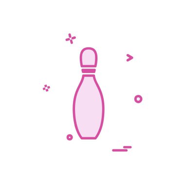 Bowling simgesi tasarım, renkli vektör çizim