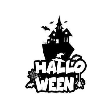 Cadılar Bayramı tipografi beyaz zemin üzerine, vektör çizim tasarım 