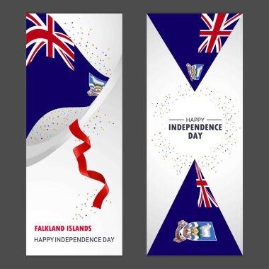 Falkland Adaları mutlu bağımsızlık günü konfeti kutlama arka plan dikey Banner ayarla