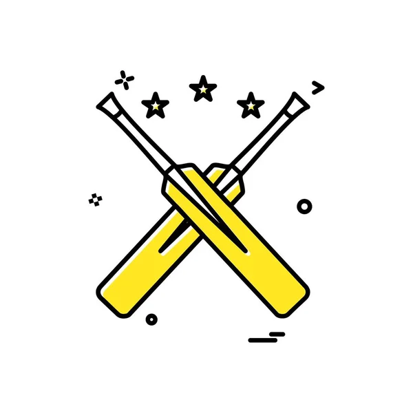 Murciélagos Estrella Cricket Icono Diseño Vectores — Vector de stock