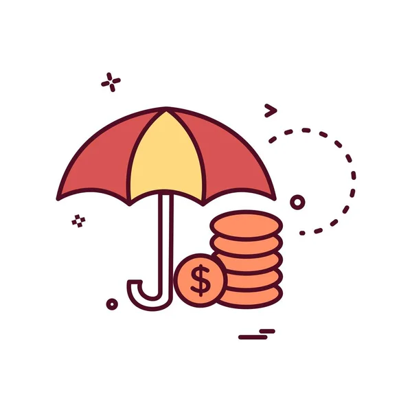 Umbrella Coins Dollar Icon Vector Design — Stock Vector