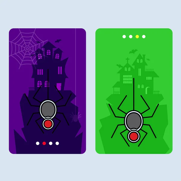 Design Convite Halloween Feliz Com Vetor Aranha — Vetor de Stock