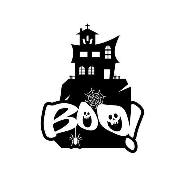 Diseño Tipográfico Boo Ilustración Vectorial Tarjeta Halloween — Archivo Imágenes Vectoriales