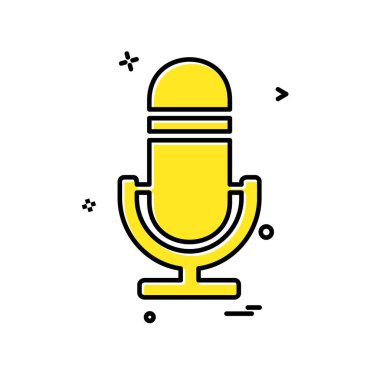 Mikrofon simgesi tasarım, renkli vektör çizim