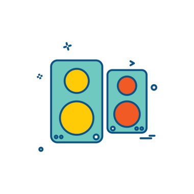 Hoparlör simgesi tasarım, renkli vektör çizim 