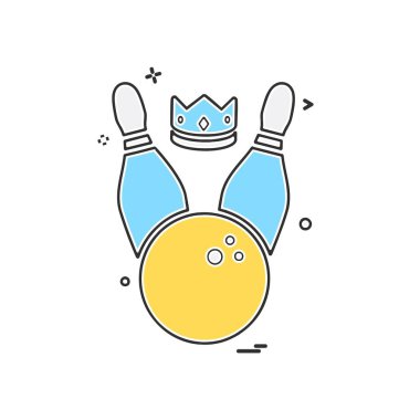 Bowling simgesi tasarım, renkli vektör çizim