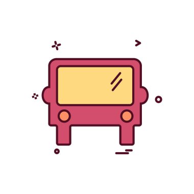 Otobüs simgesi tasarım, renkli vektör çizim