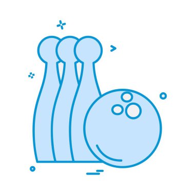 Bowling simgesi tasarım, renkli vektör çizim