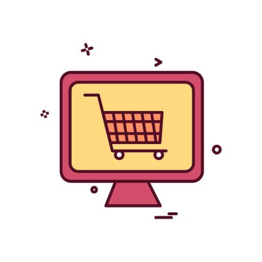 Sepeti simgesi tasarım, renkli vektör çizim