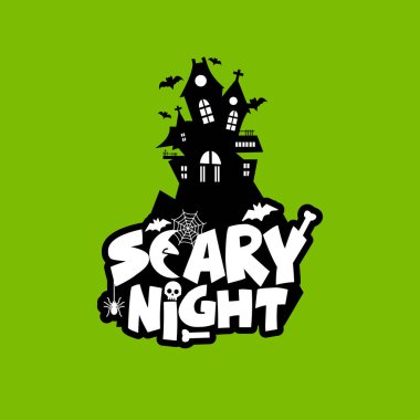 Korkunç gece tasarım tipografi ile. Cadılar Bayramı Yazdır ya da kutlama kartı vektör çizim