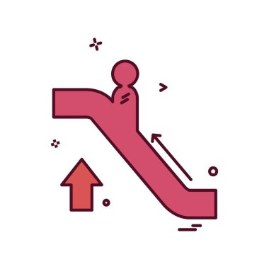 Yürüyen merdiven simgesi tasarım vektörü