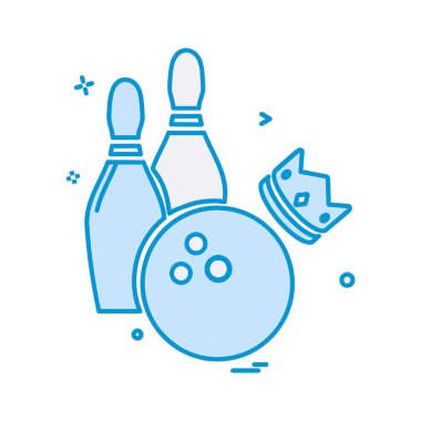 Bowling simgesi tasarım, renkli vektör çizim