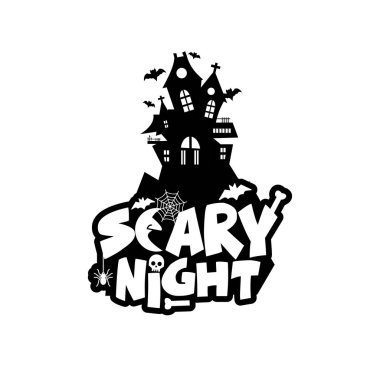 Korkunç gece tasarım tipografi ile. Cadılar Bayramı Yazdır ya da kutlama kartı vektör çizim